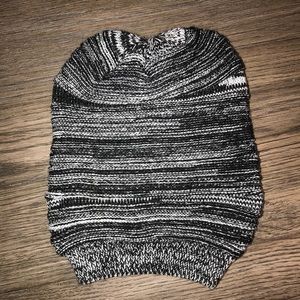 Black, White, Grey Floppy Winter Beanie